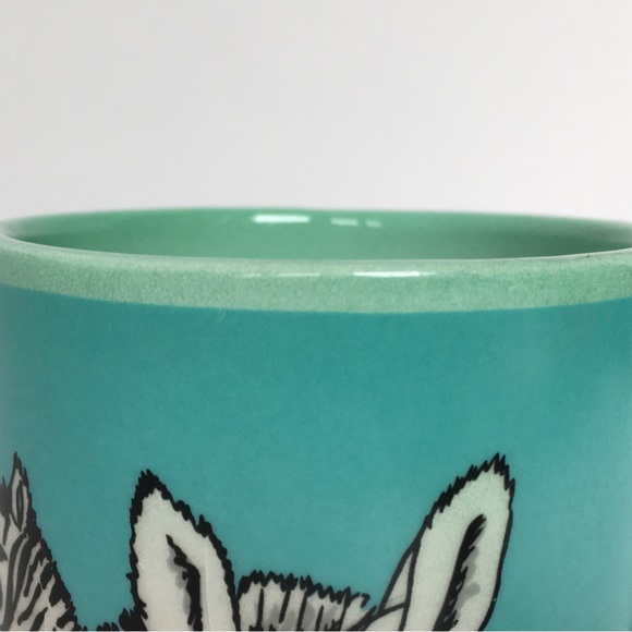 Zebra Mug Neck Handle Black White Green Ceramic Vintage 1988 Five and Dime Cup - Picture 8 of 15